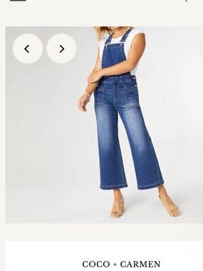 COCO + CARMEN Midwash Blue Denim Wide-Leg Overalls
